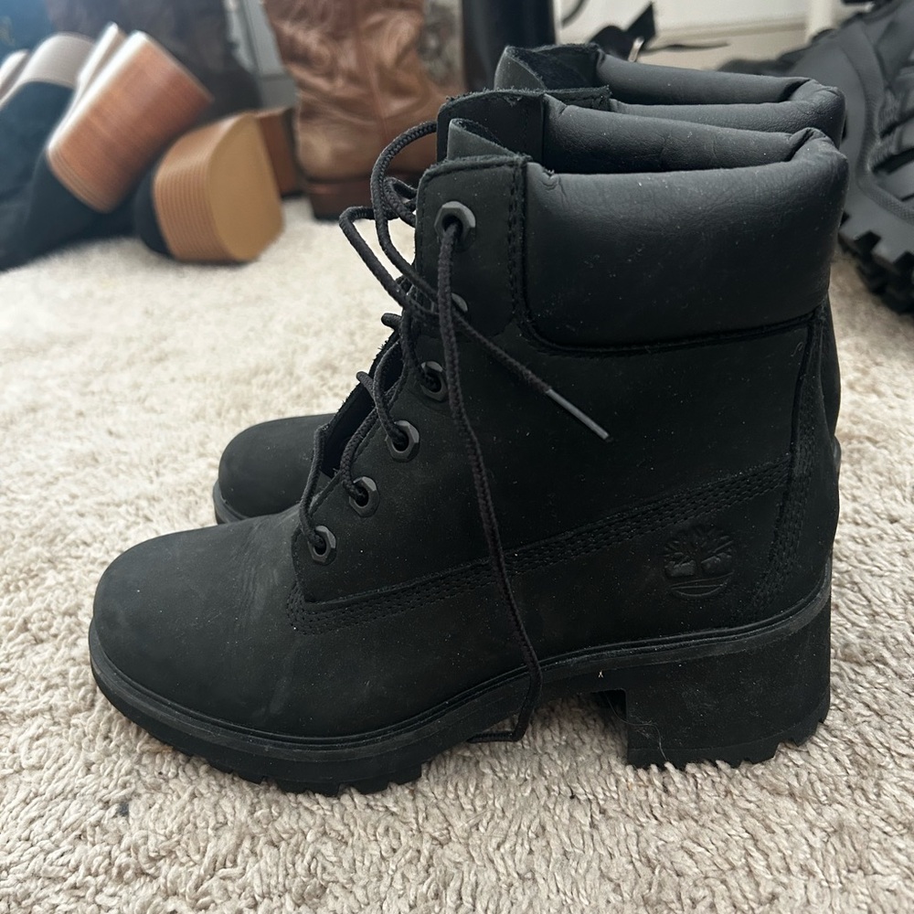 Black timberland heel boots